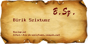 Birik Szixtusz névjegykártya